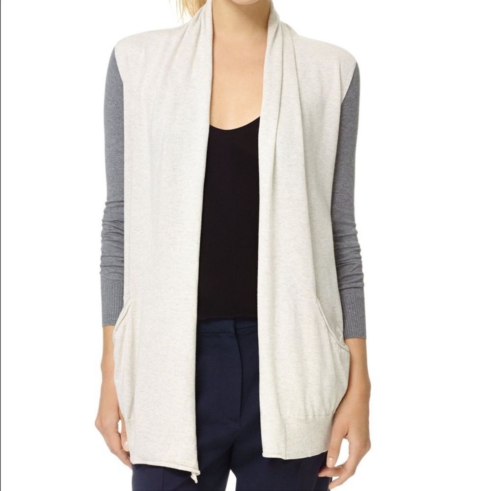 Aritzia Wilfred Silk and Cashmere Women's Cardigan LightGrey/Black Office - L